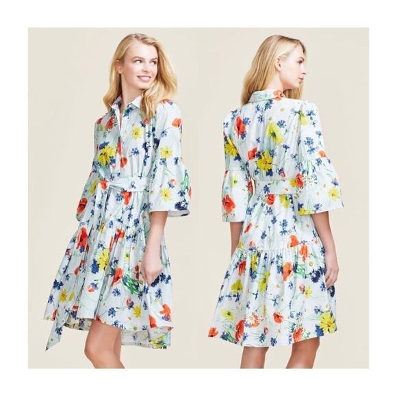 Pearl by Lela Rose Floral Poplin Flounce Hem Dress - Picture 12 of 12